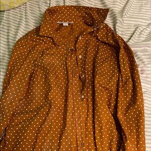 Brown Polka Dot Button-Up Shirt